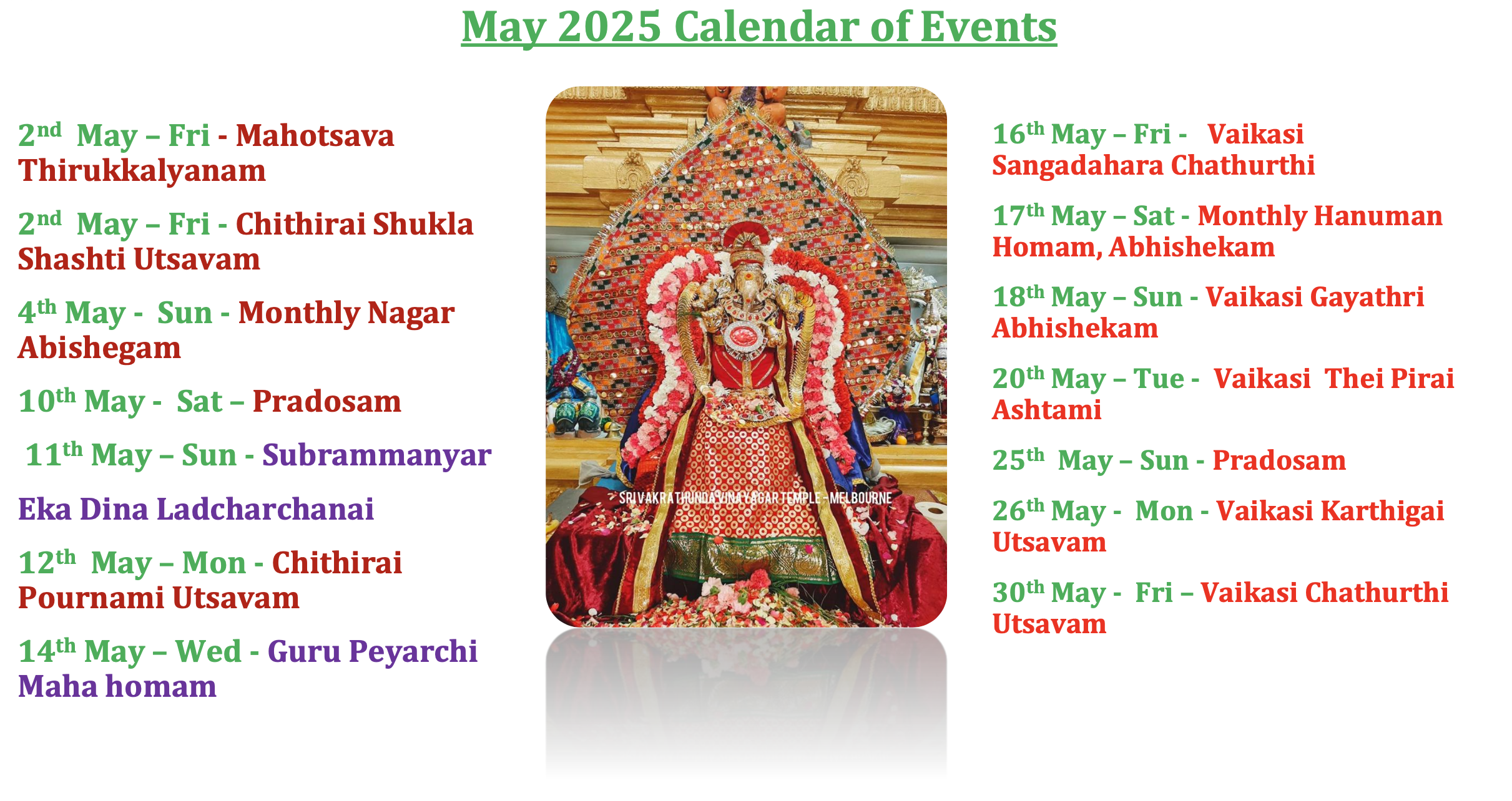 May 2025 – Calendar of Events